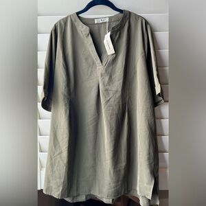 Agnes Orinda - NWT - 1X - Olive Green Shirt/Tunic/Dress?? Go by Measurements